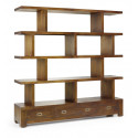 Librería de madera de 3 cajones Marrón Bronce 160x35x160cm