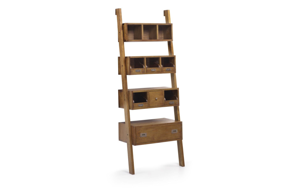 Etagère 2 Tiroirs Bois Bronze Marron 66x38x190cm