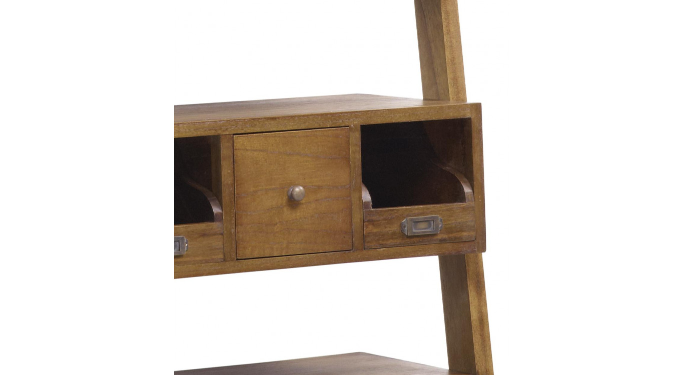 Etagère 2 Tiroirs Bois Bronze Marron 66x38x190cm