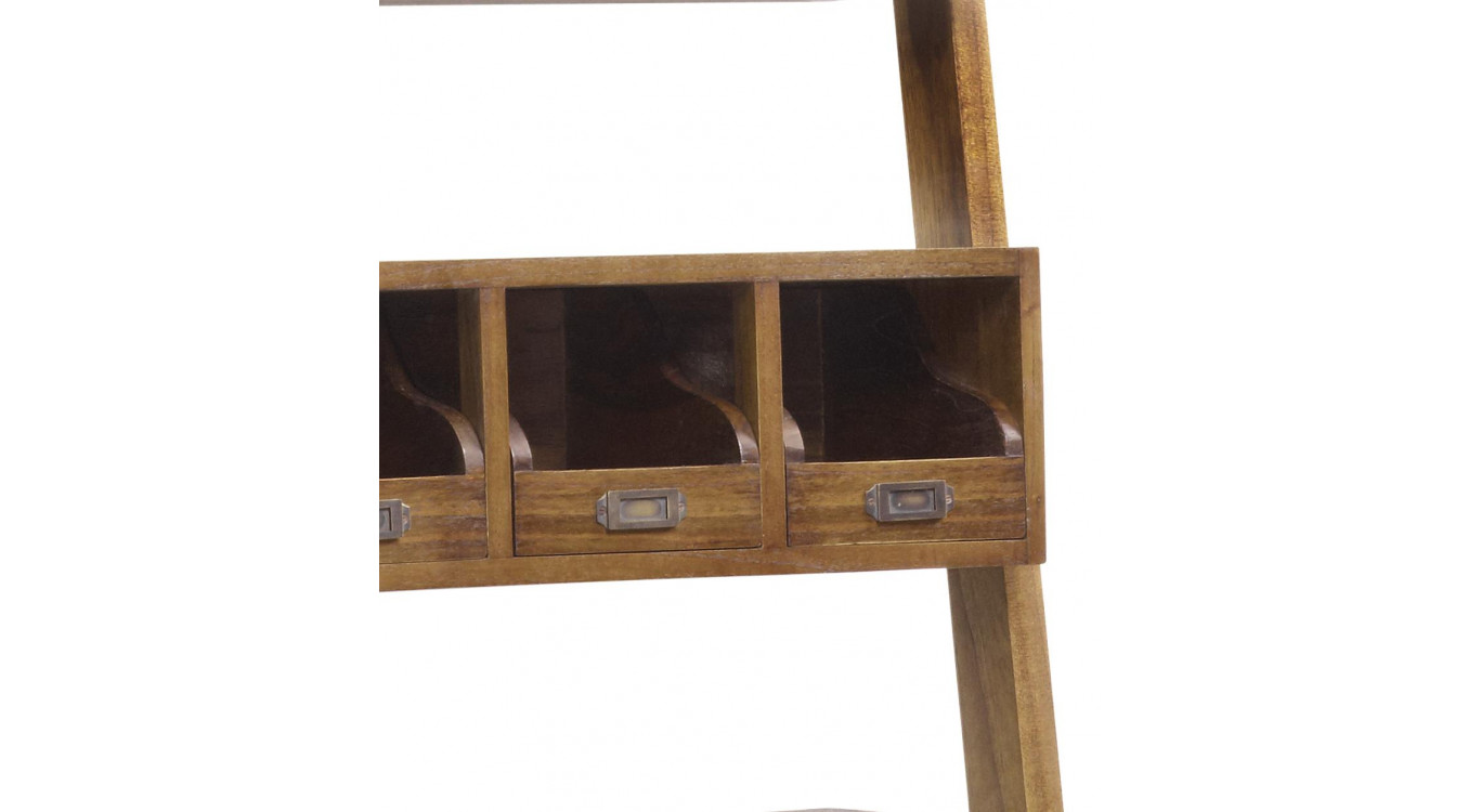 Etagère 2 Tiroirs Bois Bronze Marron 66x38x190cm