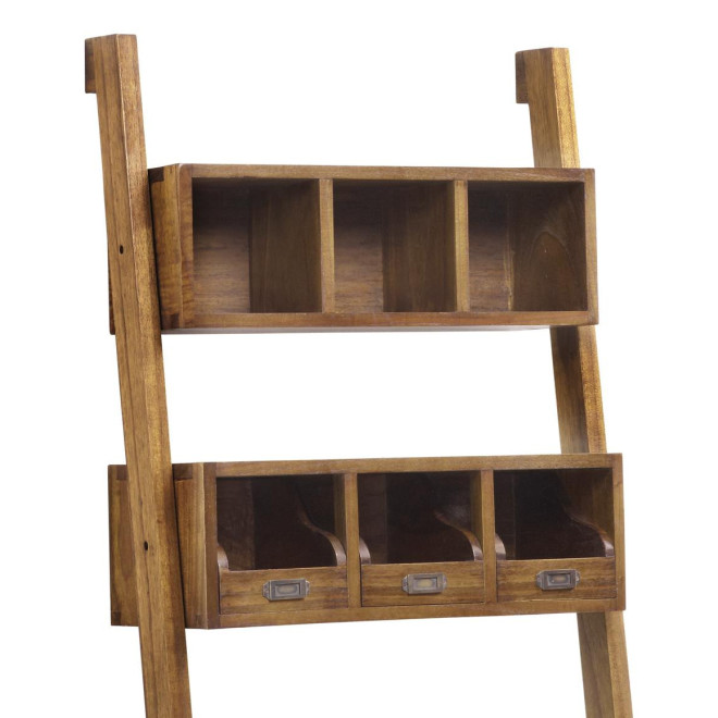 Regal mit 2 Schubladen Holz Bronze Braun 66x38x190cm