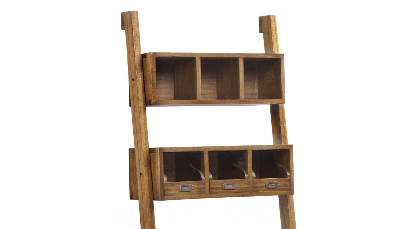 Etagère 2 Tiroirs Bois Bronze Marron 66x38x190cm