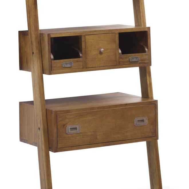 Regal mit 2 Schubladen Holz Bronze Braun 66x38x190cm