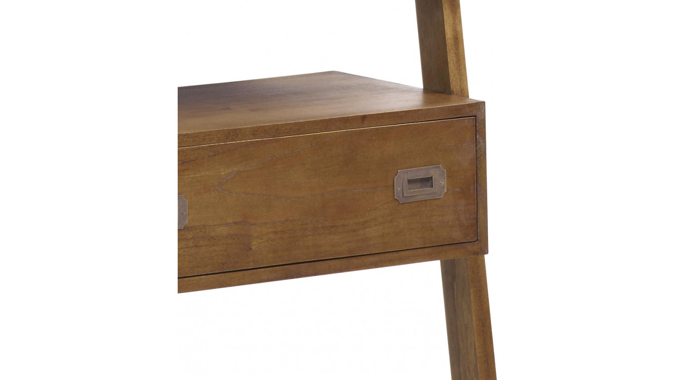 Etagère 2 Tiroirs Bois Bronze Marron 66x38x190cm