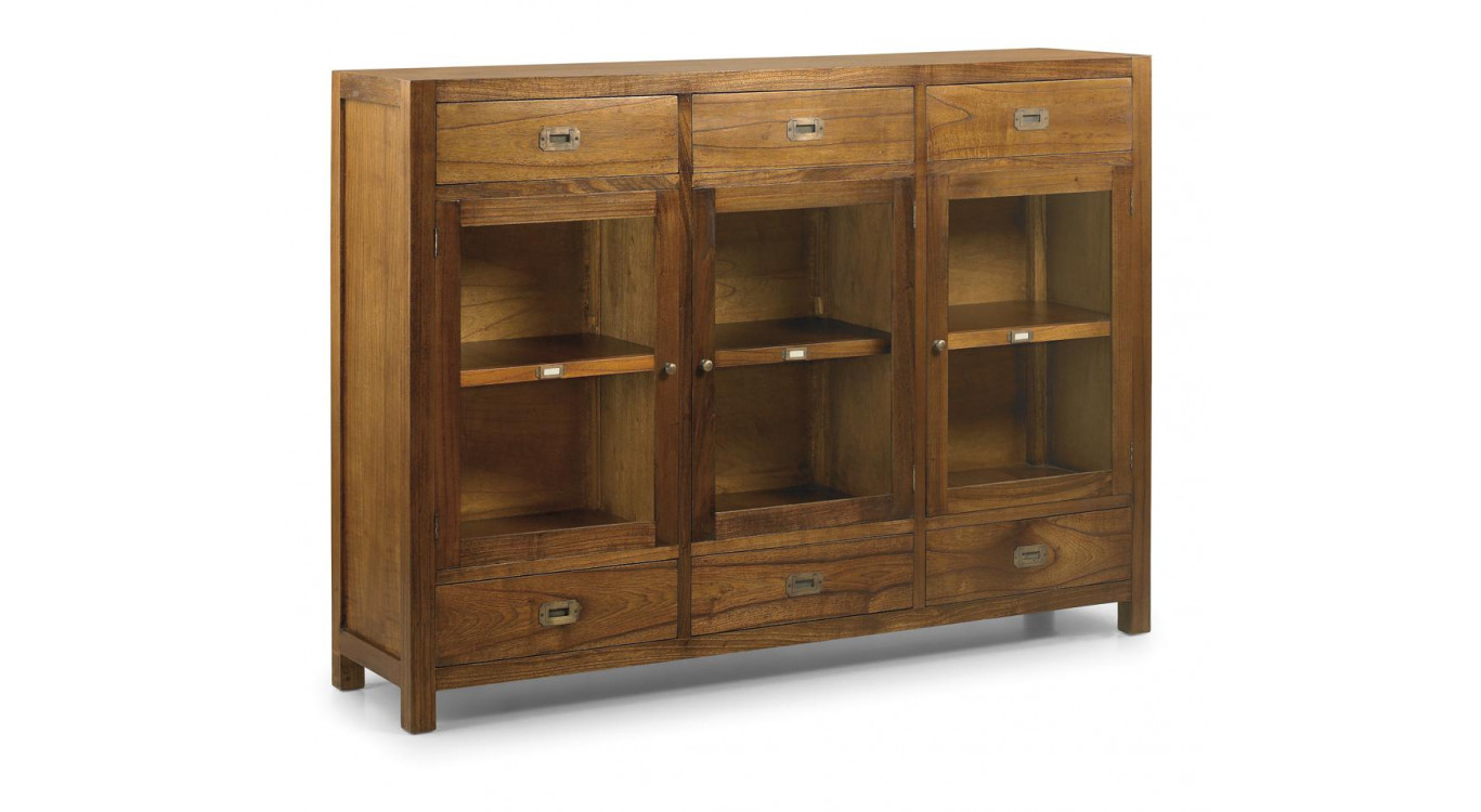 Buffet 6 Tirois Bois Bronze Marron 160x40x116cm