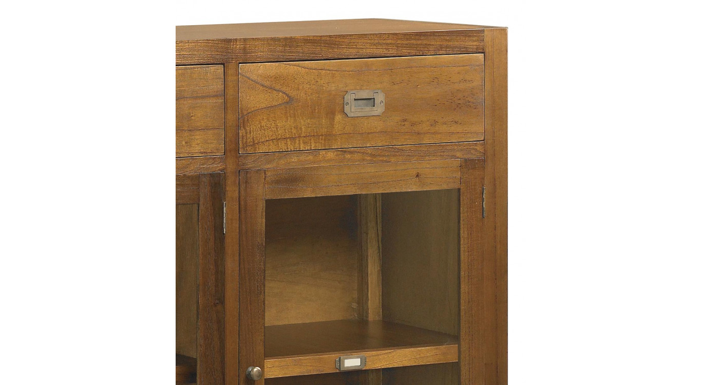 Buffet 6 Tirois Bois Bronze Marron 160x40x116cm