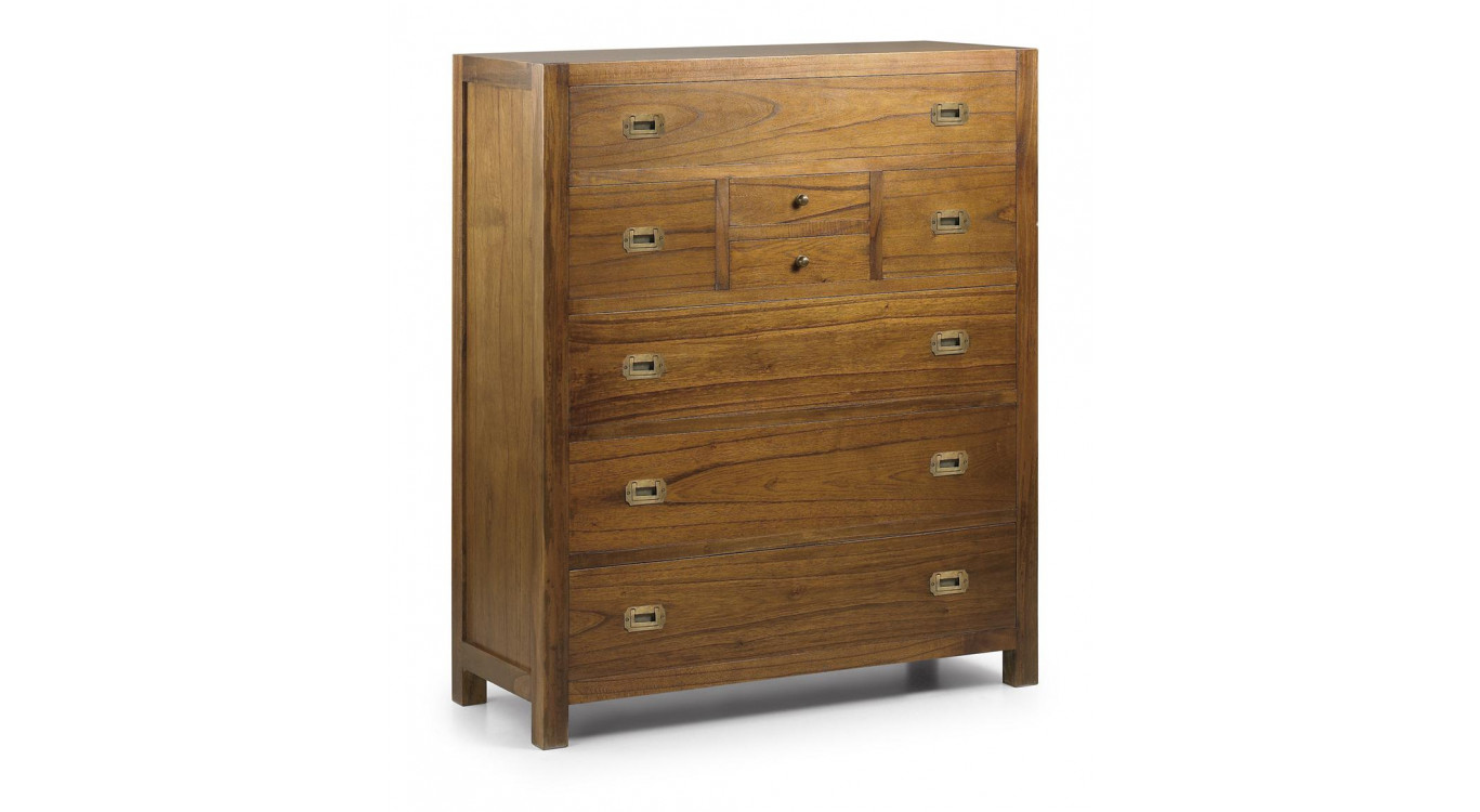 Kommode mit 8 Schubladen Holz Bronze Braun 100x40x120cm