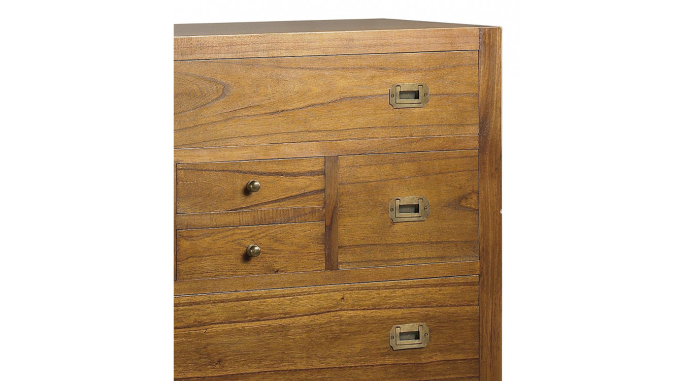 Kommode mit 8 Schubladen Holz Bronze Braun 100x40x120cm