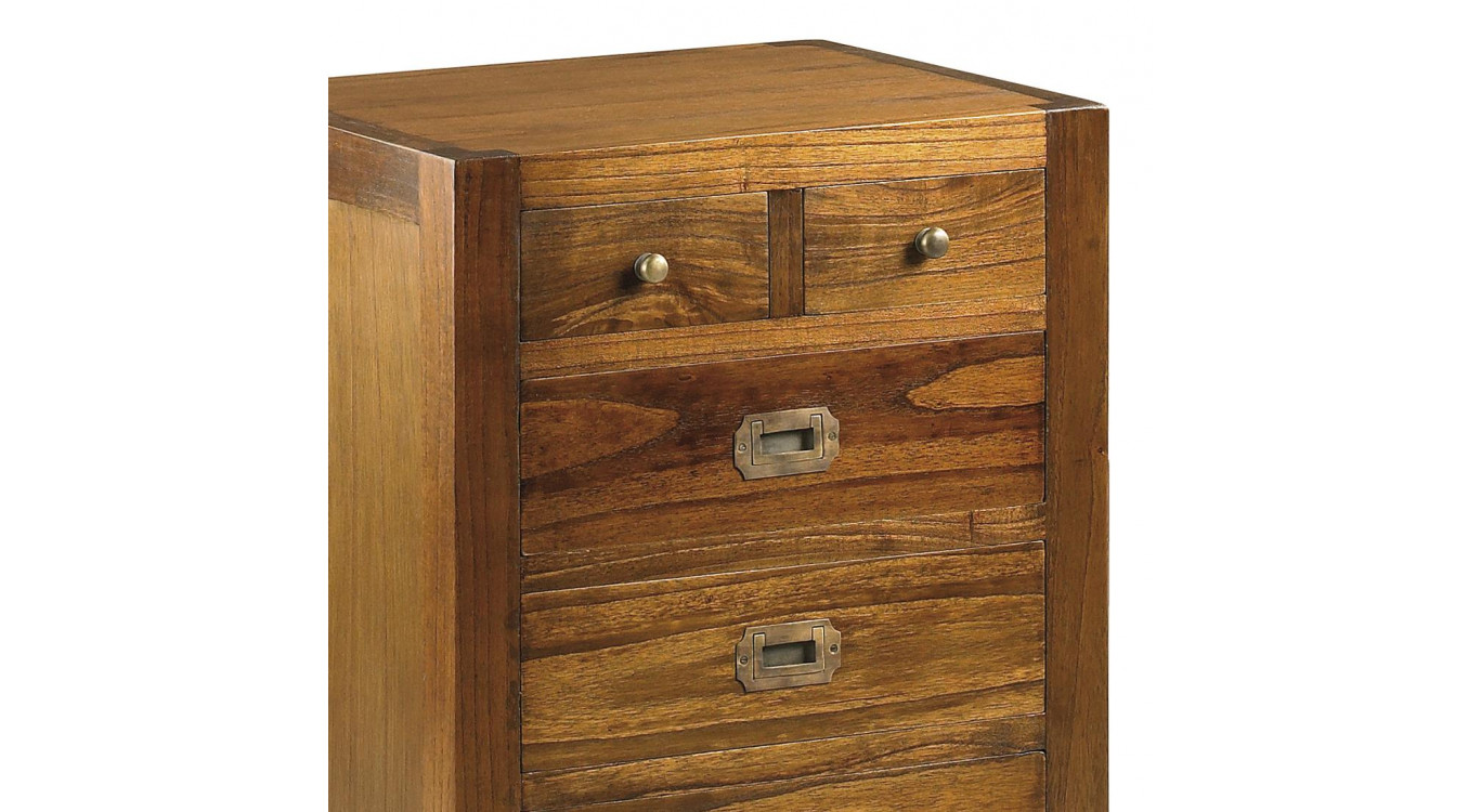 Nachttisch mit 5 Schubladen Holz Bronze Braun 50x40x65cm