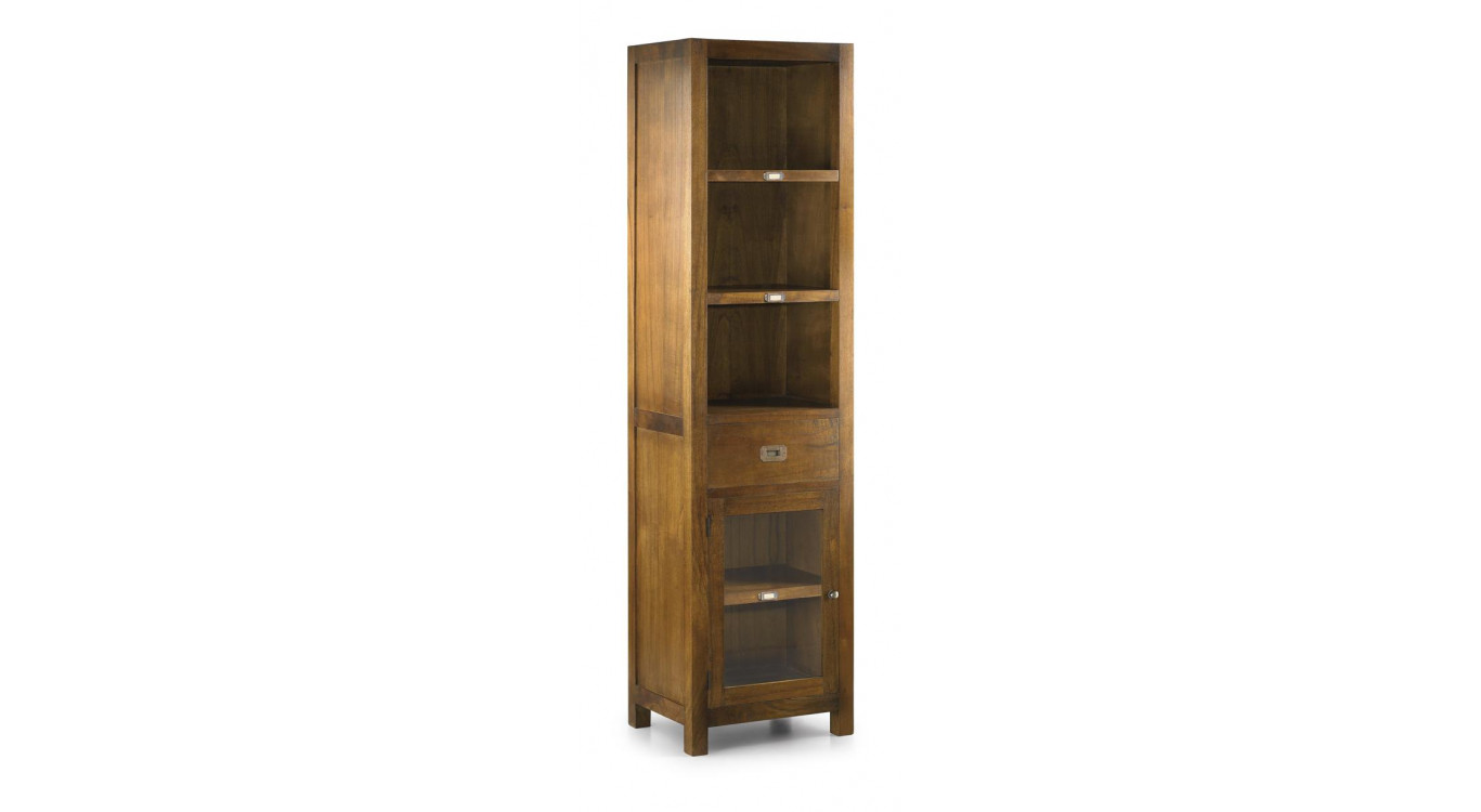 Bibliothèque 1 Tiroir Bois Bronze Marron 50x40x190cm