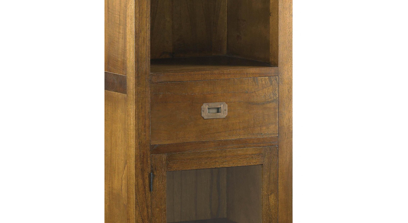 Bibliothèque 1 Tiroir Bois Bronze Marron 50x40x190cm