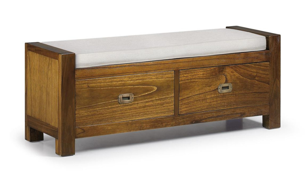 Divan 2 Tiroirs Bois Bronze Marron 120x37x45cm
