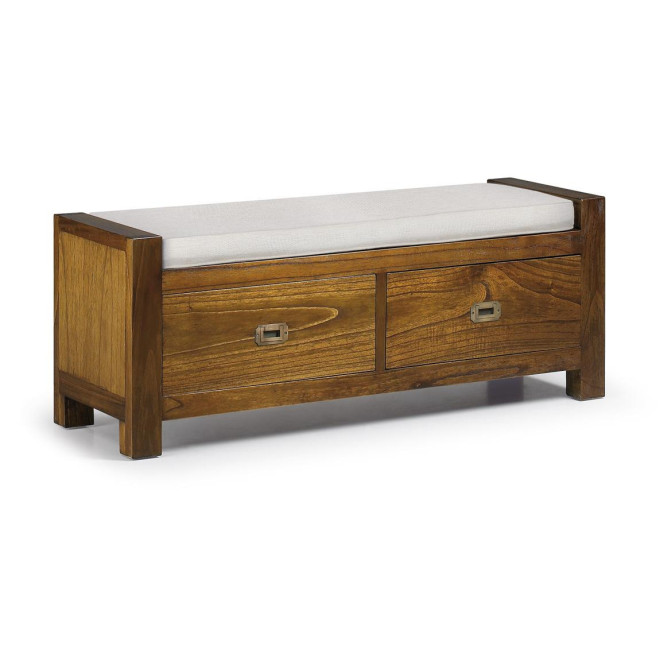 Divan 2 Tiroirs Bois Bronze Marron 120x37x45cm