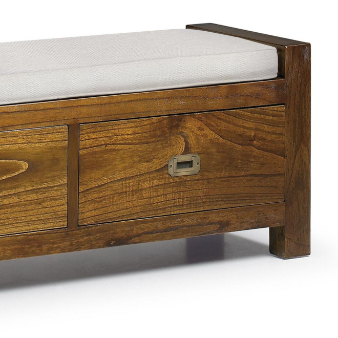 Divan 2 Tiroirs Bois Bronze Marron 120x37x45cm
