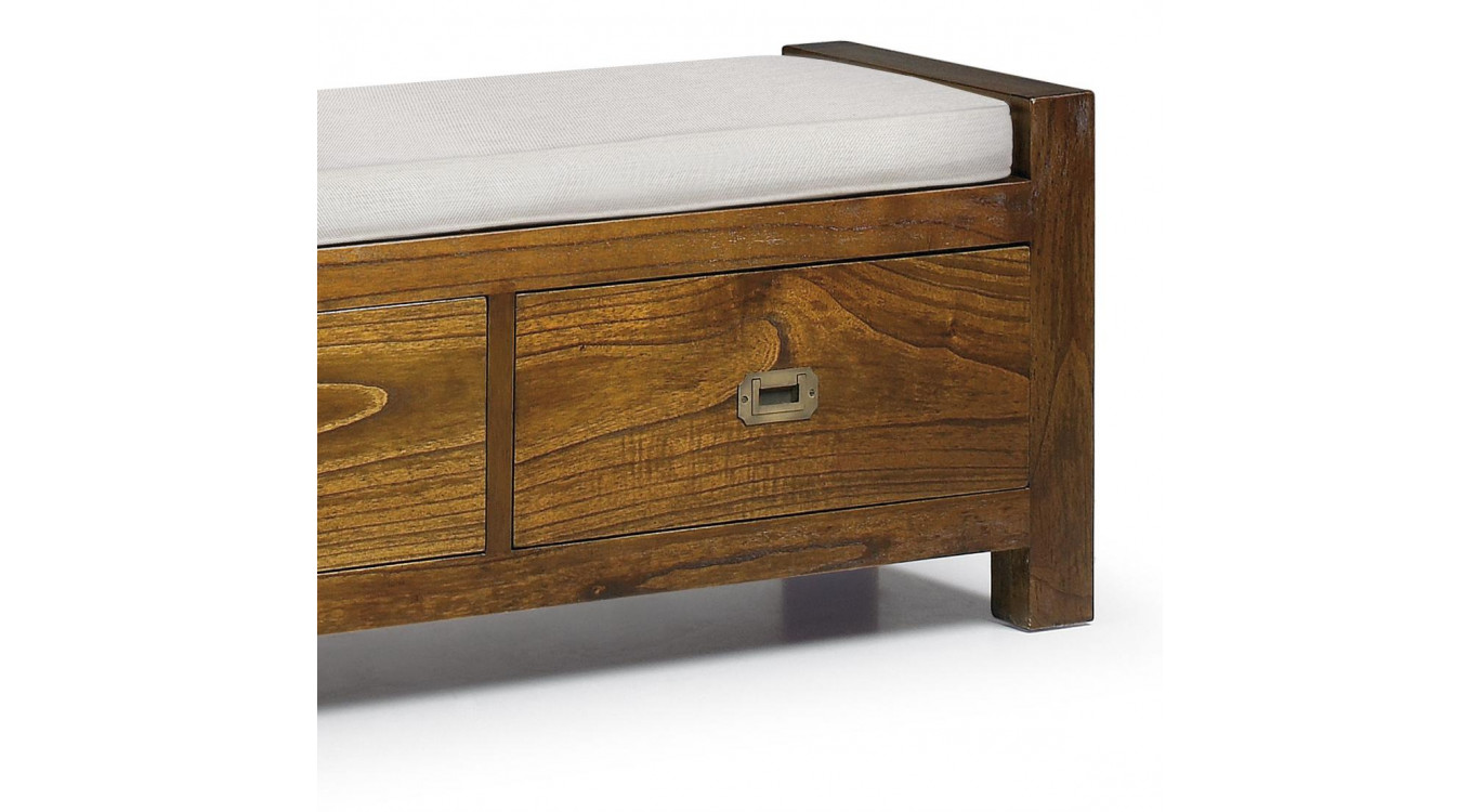 Divan 2 Tiroirs Bois Bronze Marron 120x37x45cm