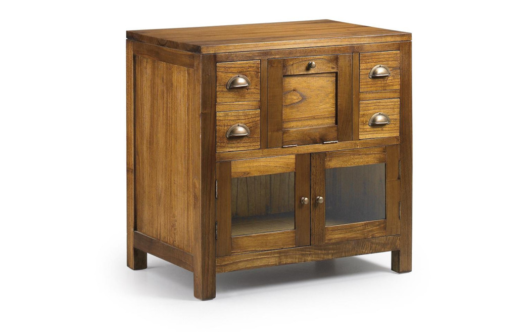 Meuble De Rangement 4 Tiroirs Bois Bronze Marron 75x50x75cm