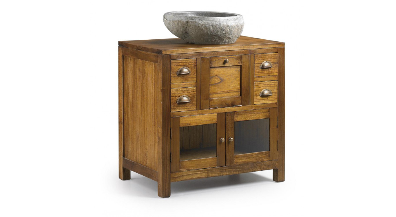 Meuble De Rangement 4 Tiroirs Bois Bronze Marron 75x50x75cm