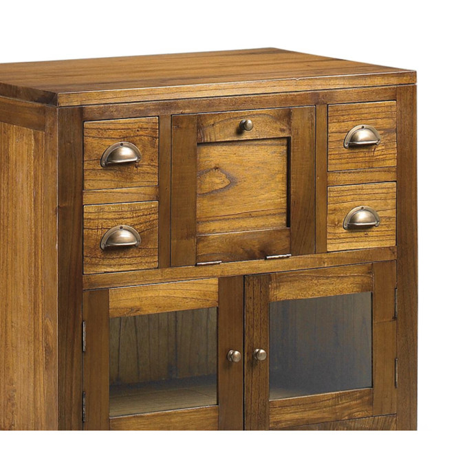 Meuble De Rangement 4 Tiroirs Bois Bronze Marron 75x50x75cm