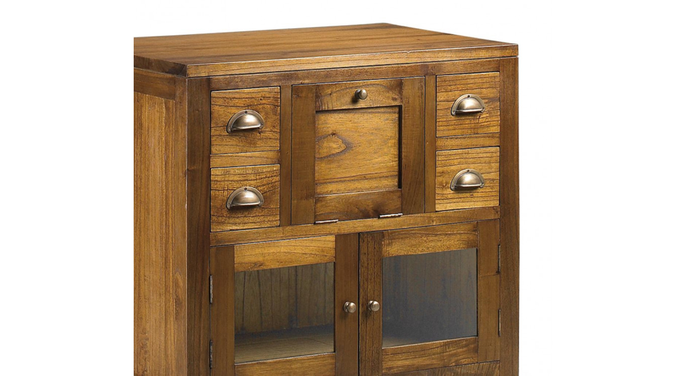 Meuble De Rangement 4 Tiroirs Bois Bronze Marron 75x50x75cm