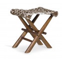Hocker Holz Leder Braun 48x40x45cm