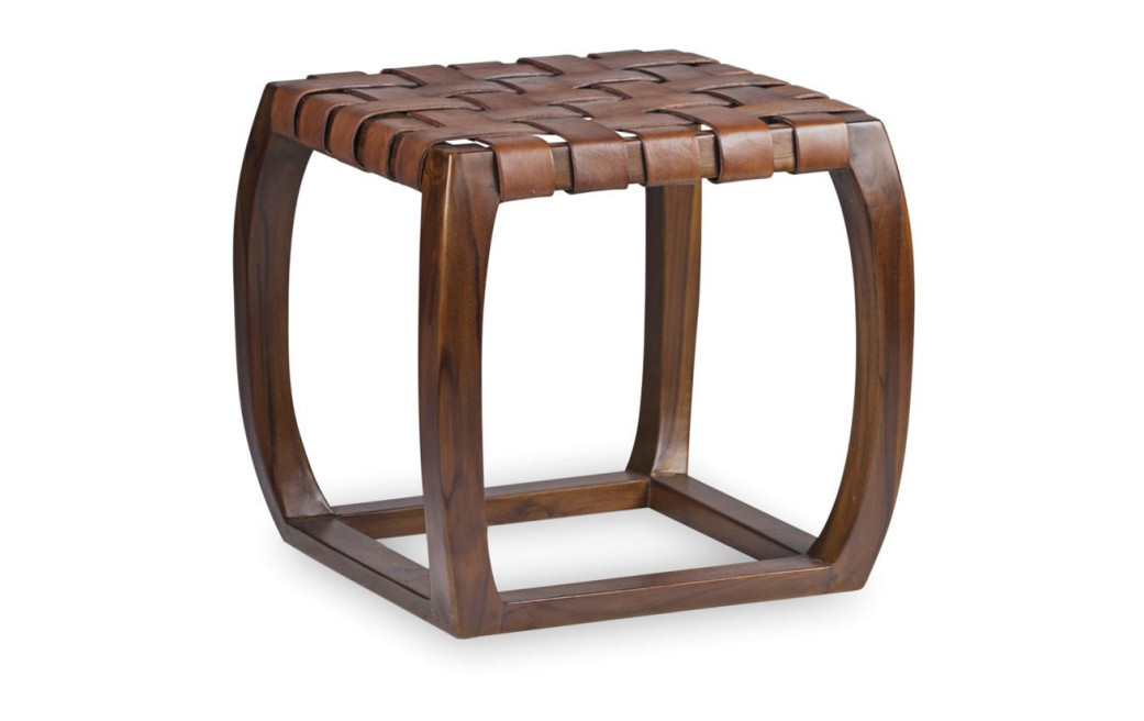 Tabouret Bois Cuir Marron 45x45x45cm