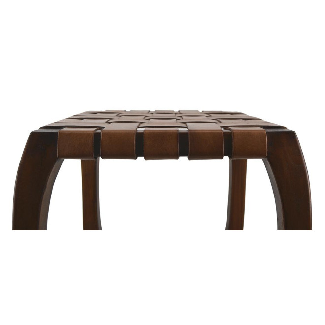 Tabouret Bois Cuir Marron 45x45x45cm