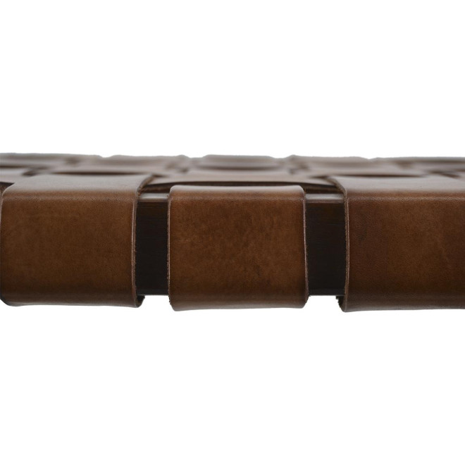Tabouret Bois Cuir Marron 45x45x45cm