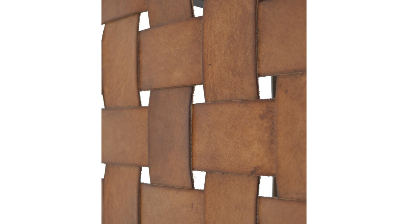 Tabouret Bois Cuir Marron 45x45x45cm