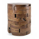 Taburete redondo de madera marrón 35x35x45cm