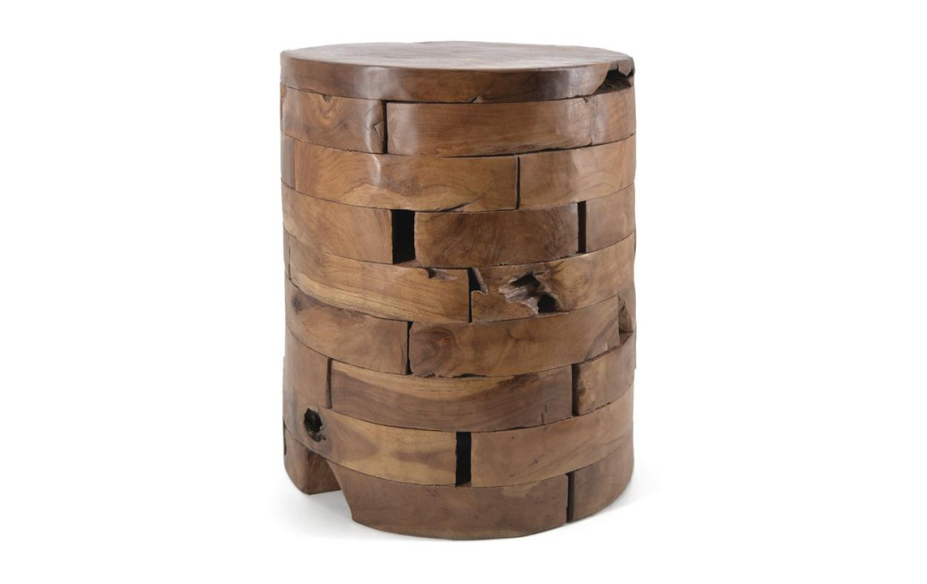 Hocker Rund Holz Braun 35x35x45cm