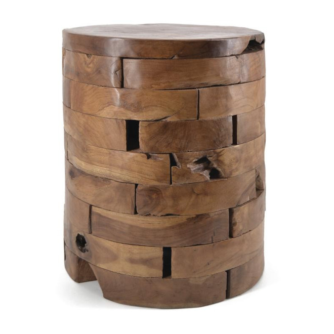 Hocker Rund Holz Braun 35x35x45cm