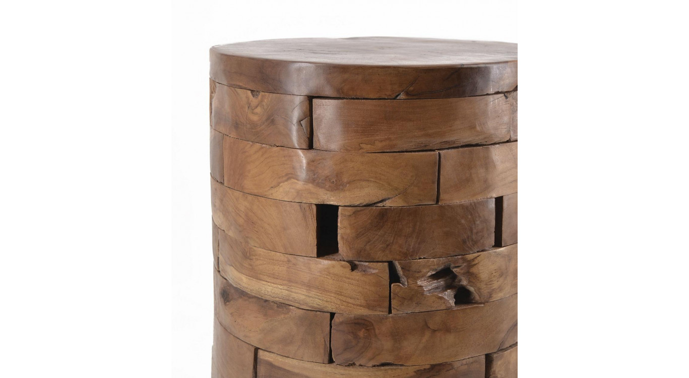 Hocker Rund Holz Braun 35x35x45cm