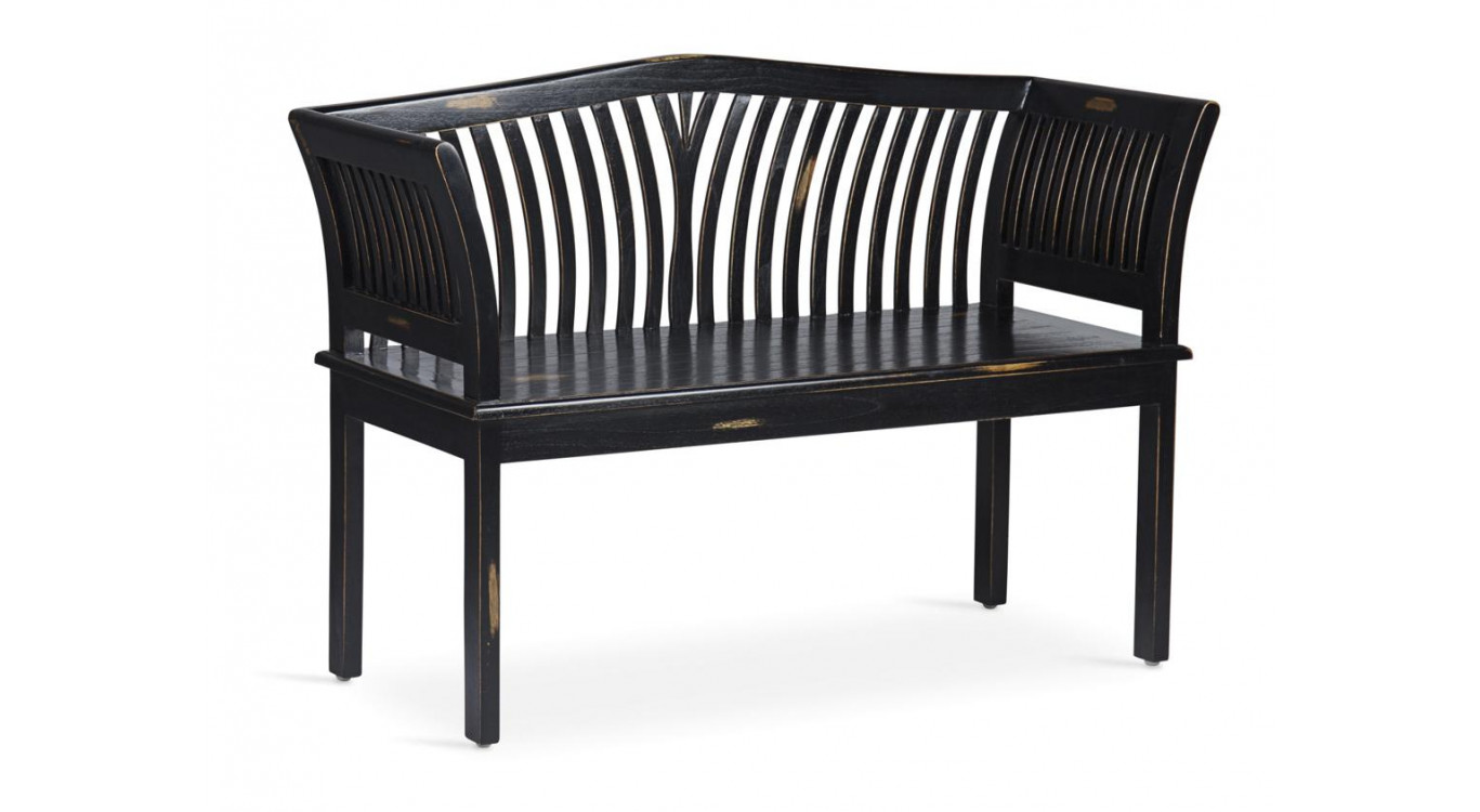 Banc 2 Places Bois Noir 117x47x76cm