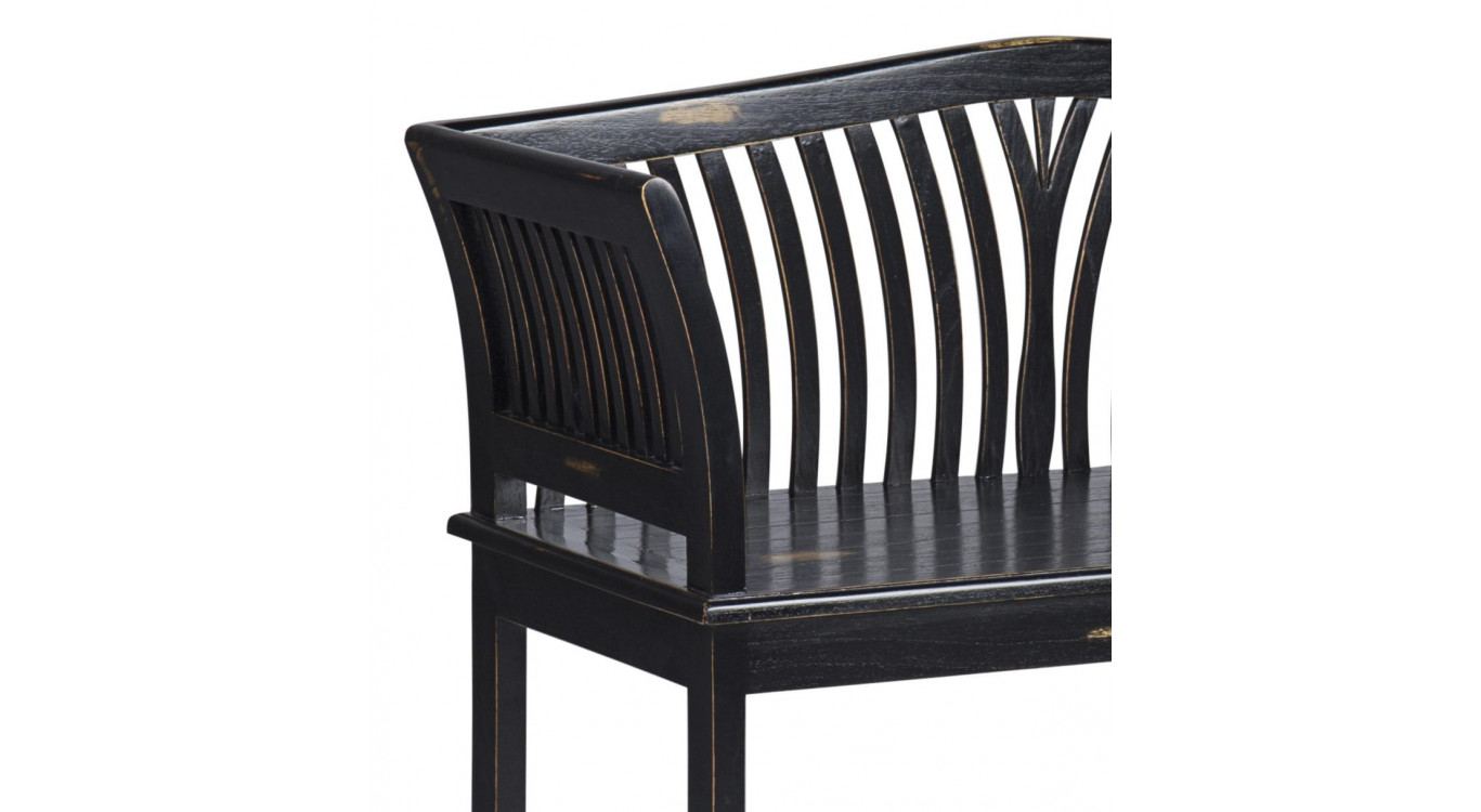 Banc 2 Places Bois Noir 117x47x76cm