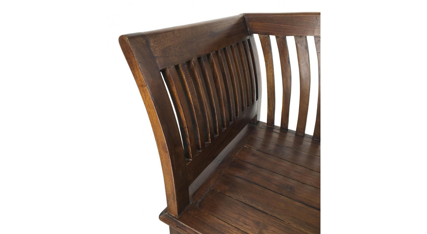 Banc 2 Places Bois Marron 117x47x76cm