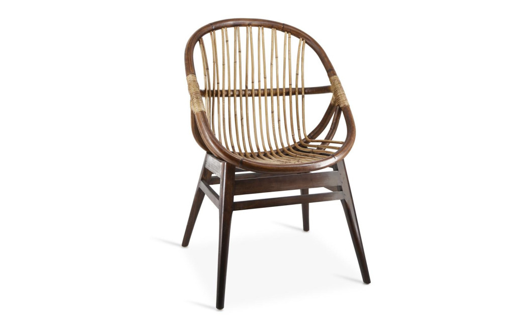 Fauteuil Bois Rotin Marron 60x56x95cm