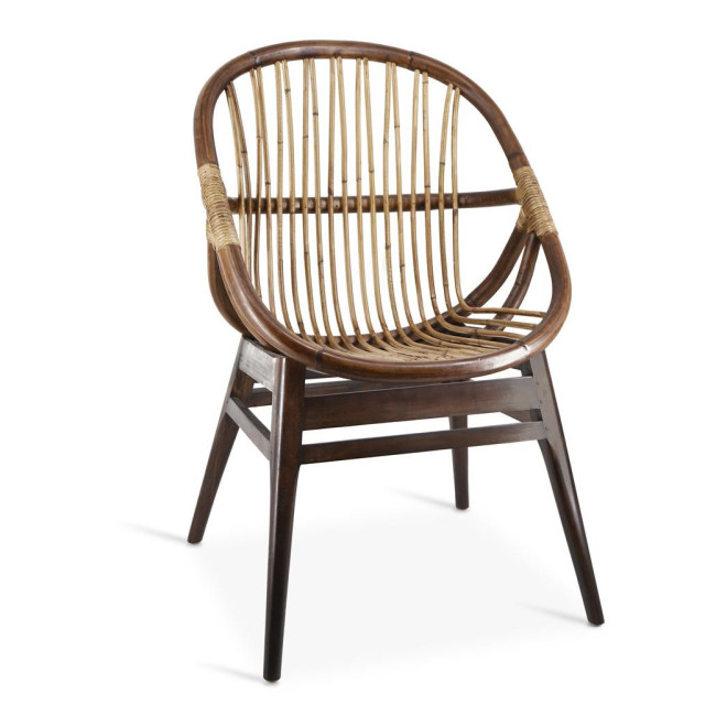 Sessel Holz Rattan Braun 60x56x95cm