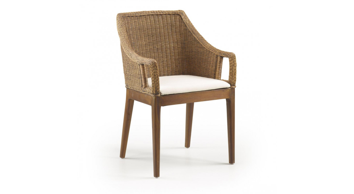 Chaise Bois Rotin Marron 58x60x88cm