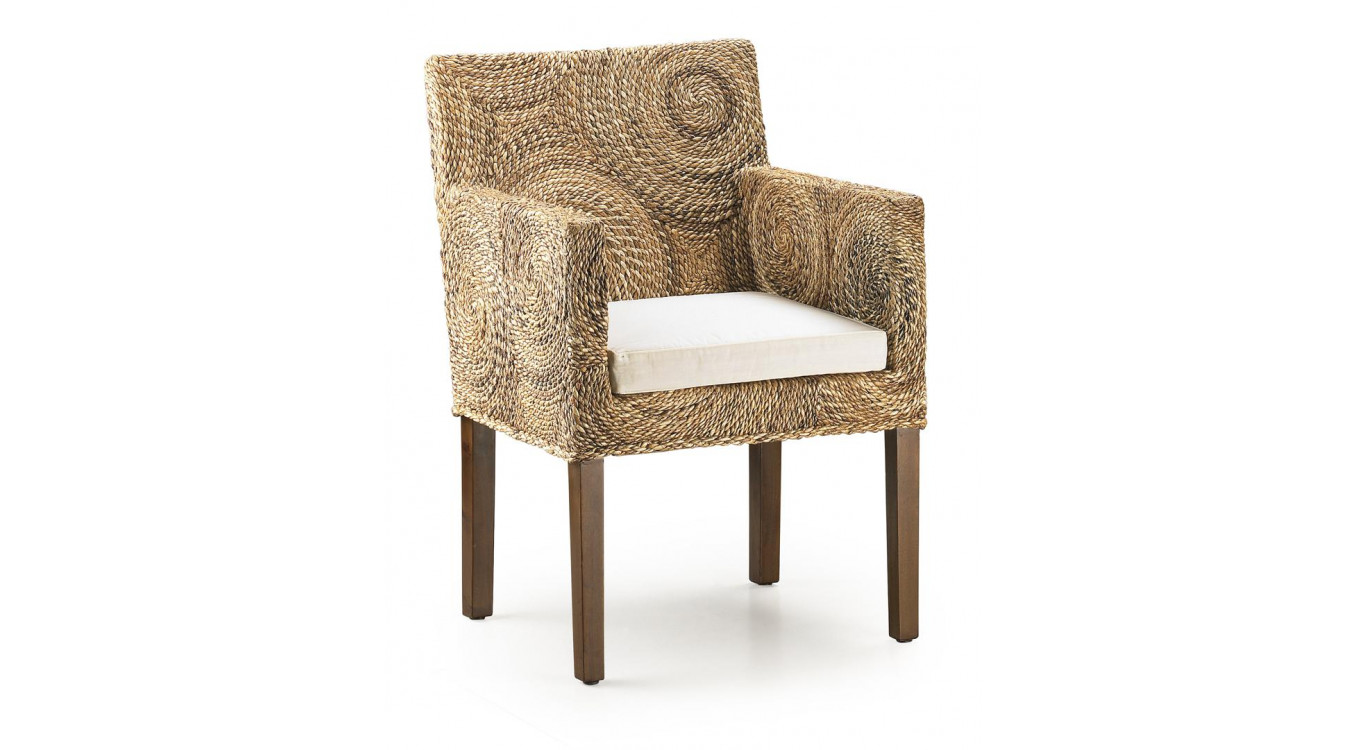 Fauteuil Bois Rotin Marron 56x60x85cm