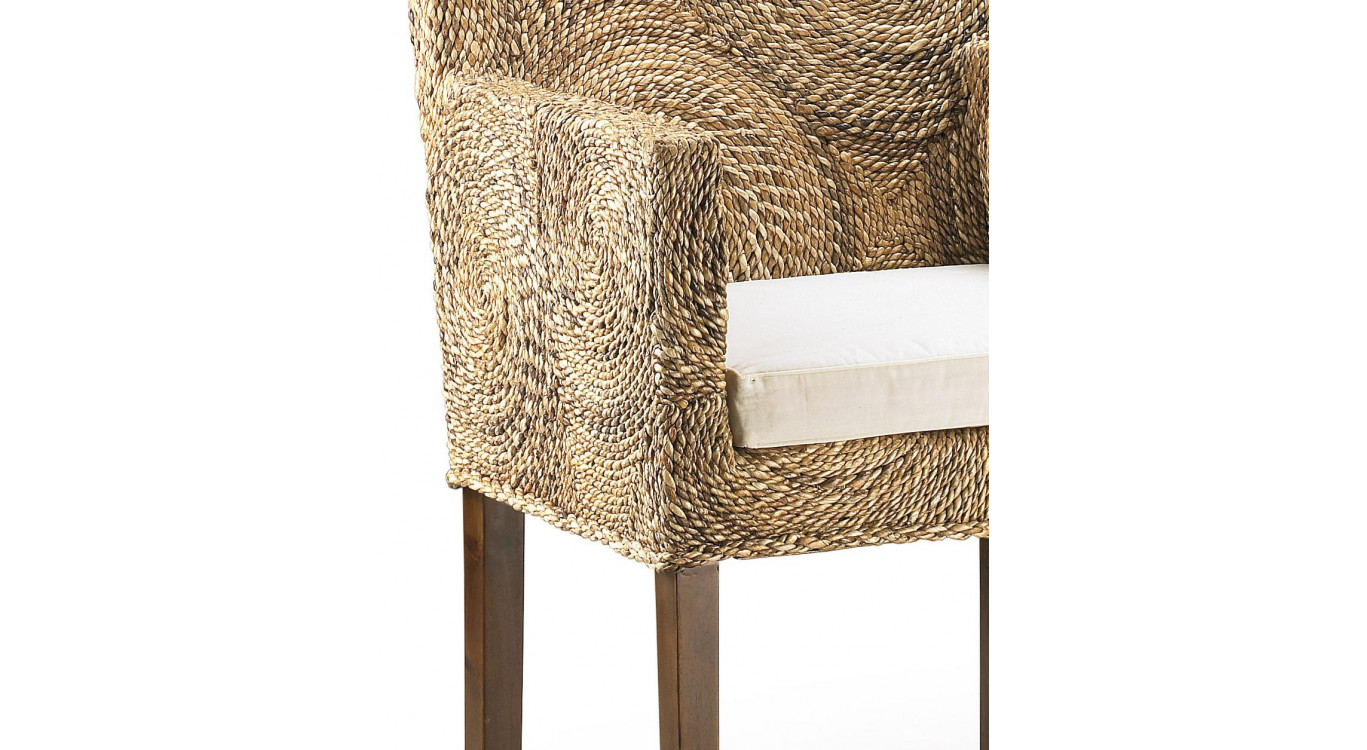 Fauteuil Bois Rotin Marron 56x60x85cm