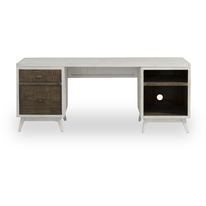 Bureau 2 Tiroirs Bois Blanc 182x70x72cm