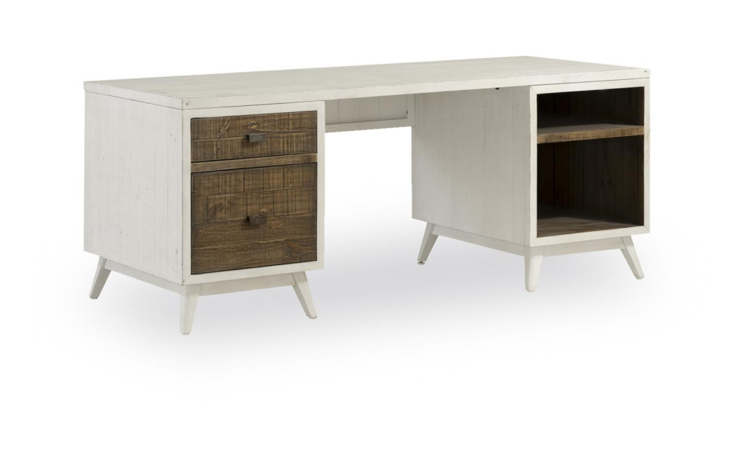 Bureau 2 Tiroirs Bois Blanc 182x70x72cm
