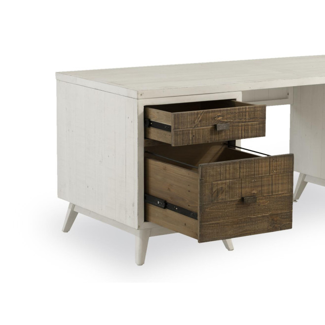 Bureau 2 Tiroirs Bois Blanc 182x70x72cm