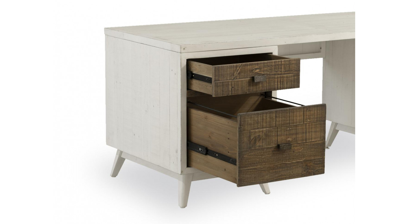 Schreibtisch 2 Schubladen Holz Weiß 182x70x72cm