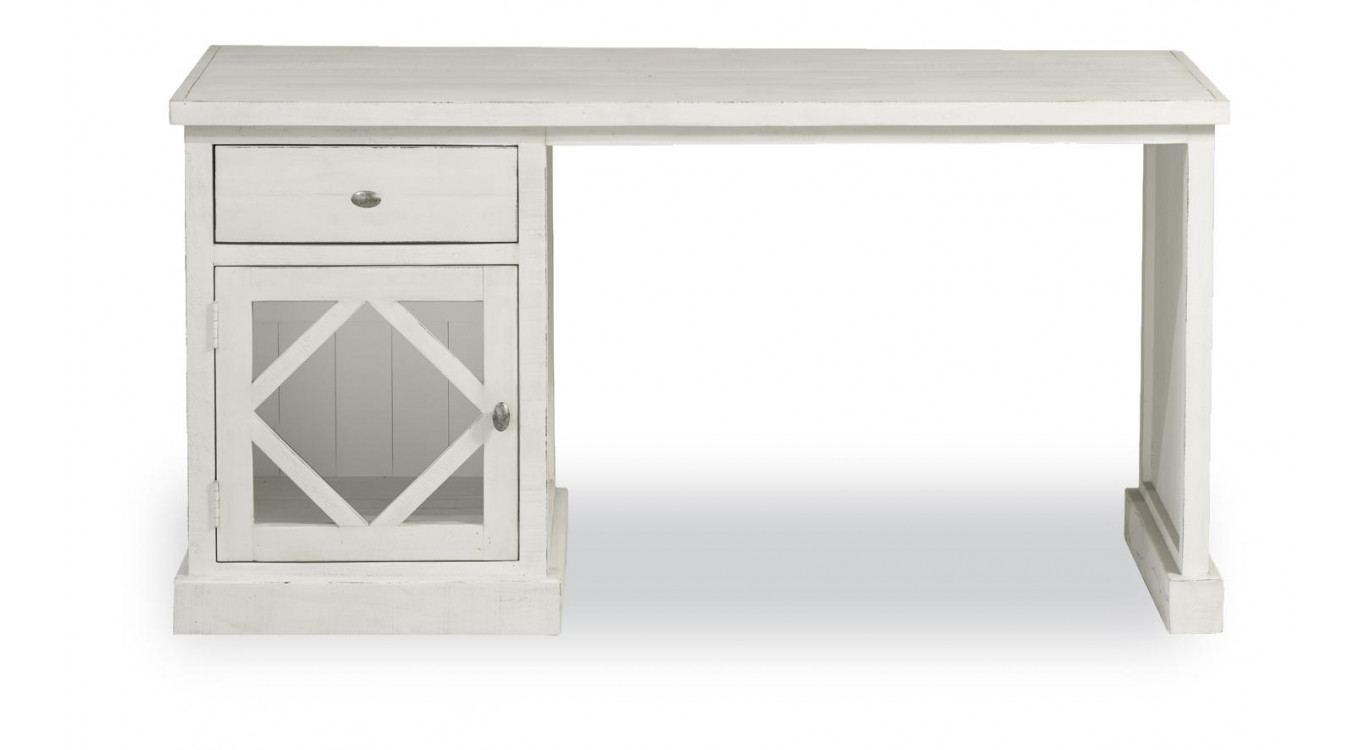 Schreibtisch 1 Schublade Holz Weiß 152.5x62.5x78.5cm