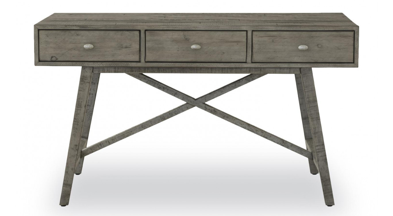 Console 3 Tiroirs Bois Gris 142.5x78.5x29.5cm