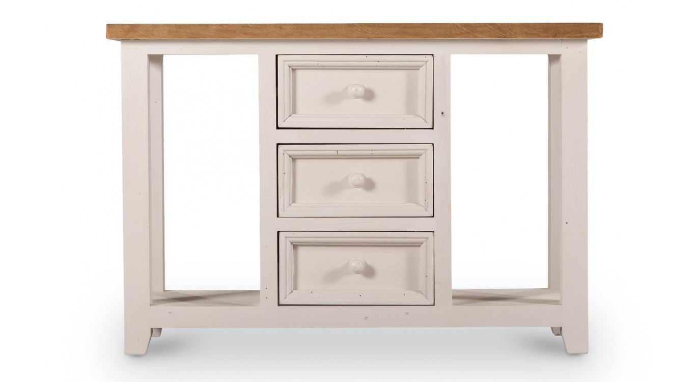 Console 3 Tiroirs Bois Blanc 110x45x74cm