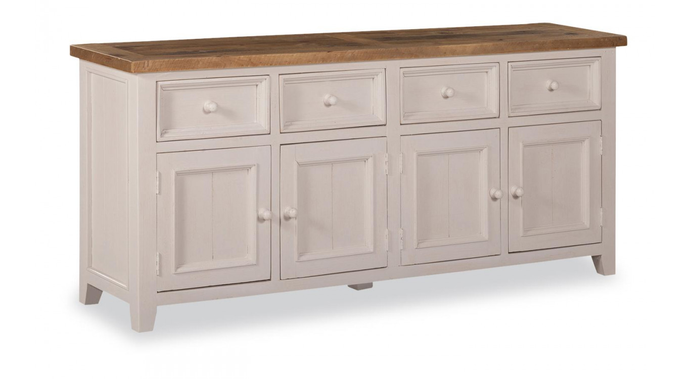 Bahut 4 Tiroirs Bois Blanc 180x45x80cm