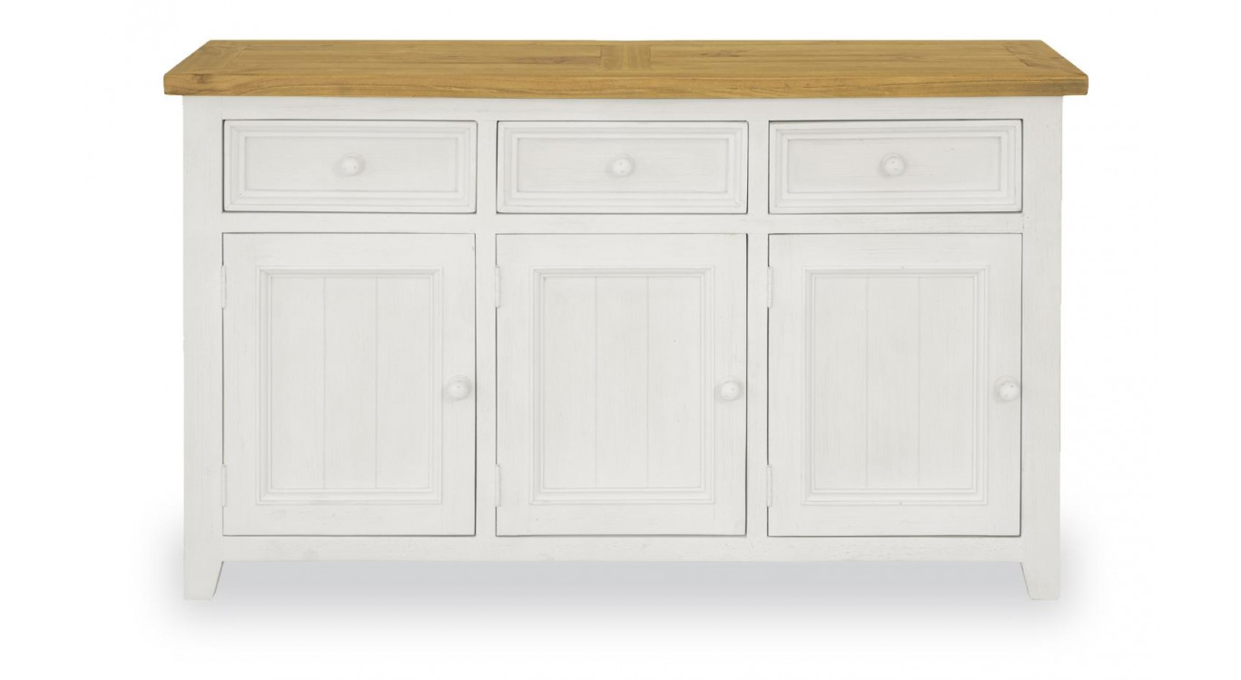 Anrichte mit 3 Schubladen Holz Weiß 141x45x85cm