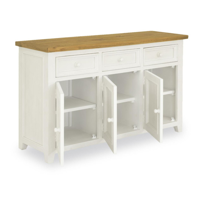 Buffet 3 Tiroirs Bois Blanc 141x45x85cm